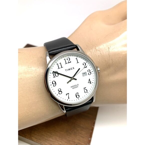 Timex Men's Watch TW2V40000 Quartz White Dial Day Date Leather Band 38mm - Picture 11 of 14